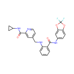 O=C(NC1CC1)c1cc(CNc2ccccc2C(=O)Nc2ccc3c(c2)OC(F)(F)O3)ccn1 ZINC000028951756