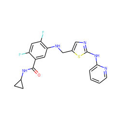 O=C(NC1CC1)c1cc(NCc2cnc(Nc3ccccn3)s2)c(F)cc1F ZINC000034802943