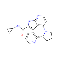 O=C(NC1CC1)c1cc2c(N3CCC[C@@H]3c3ccccn3)ccnc2[nH]1 ZINC001772634495