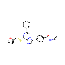 O=C(NC1CC1)c1ccc(-c2cnc3c([S@@+]([O-])Cc4ccco4)nc(-c4ccccc4)cn23)cc1 ZINC000118748999