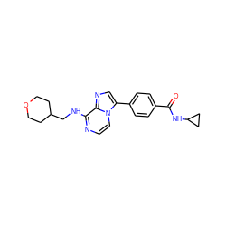 O=C(NC1CC1)c1ccc(-c2cnc3c(NCC4CCOCC4)nccn23)cc1 ZINC000113137885