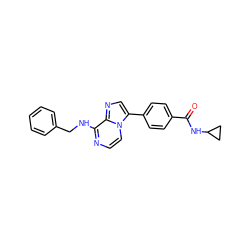 O=C(NC1CC1)c1ccc(-c2cnc3c(NCc4ccccc4)nccn23)cc1 ZINC000200122827