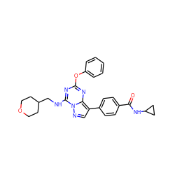 O=C(NC1CC1)c1ccc(-c2cnn3c(NCC4CCOCC4)nc(Oc4ccccc4)nc23)cc1 ZINC000653861104