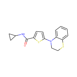 O=C(NC1CC1)c1ccc(N2CCSc3ccccc32)s1 ZINC000021538348