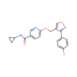 O=C(NC1CC1)c1ccc(OCc2conc2-c2ccc(Cl)cc2)nc1 ZINC000142181948