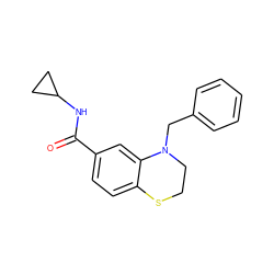 O=C(NC1CC1)c1ccc2c(c1)N(Cc1ccccc1)CCS2 ZINC000004907874