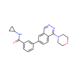 O=C(NC1CC1)c1cccc(-c2ccc3c(N4CCOCC4)nncc3c2)c1 ZINC000040952652