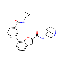 O=C(NC1CC1)c1cccc(-c2cccc3cc(C(=O)N[C@H]4CN5CCC4CC5)oc23)c1 ZINC000003928206