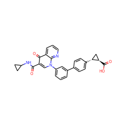 O=C(NC1CC1)c1cn(-c2cccc(-c3ccc([C@@H]4C[C@H]4C(=O)O)cc3)c2)c2ncccc2c1=O ZINC000072109627