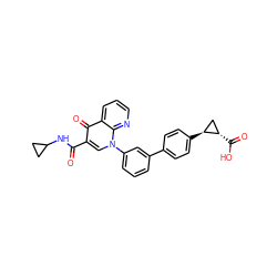 O=C(NC1CC1)c1cn(-c2cccc(-c3ccc([C@H]4C[C@@H]4C(=O)O)cc3)c2)c2ncccc2c1=O ZINC000072109626