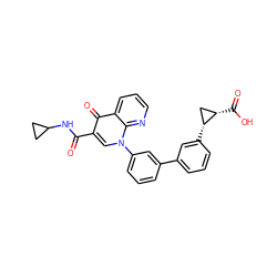 O=C(NC1CC1)c1cn(-c2cccc(-c3cccc([C@@H]4C[C@@H]4C(=O)O)c3)c2)c2ncccc2c1=O ZINC000036412750