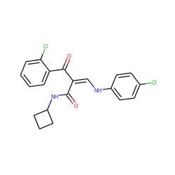 O=C(NC1CCC1)/C(=C\Nc1ccc(Cl)cc1)C(=O)c1ccccc1Cl ZINC000028701968