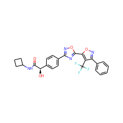 O=C(NC1CCC1)[C@H](O)c1ccc(-c2noc(-c3onc(-c4ccccc4)c3C(F)(F)F)n2)cc1 ZINC000167826818