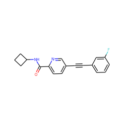 O=C(NC1CCC1)c1ccc(C#Cc2cccc(F)c2)cn1 ZINC000096933576