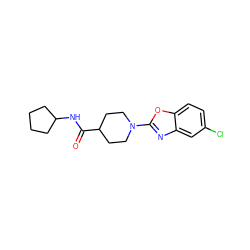 O=C(NC1CCCC1)C1CCN(c2nc3cc(Cl)ccc3o2)CC1 ZINC000095597319