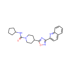 O=C(NC1CCCC1)N1CCC(c2nc(-c3ccc4ccccc4n3)no2)CC1 ZINC000072181644