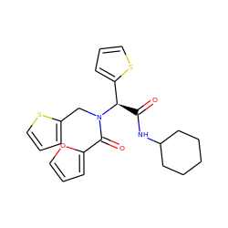 O=C(NC1CCCCC1)[C@H](c1cccs1)N(Cc1cccs1)C(=O)c1ccco1 ZINC000001341796