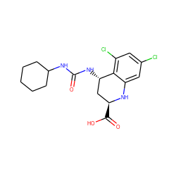 O=C(NC1CCCCC1)N[C@H]1C[C@H](C(=O)O)Nc2cc(Cl)cc(Cl)c21 ZINC000013455299