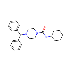 O=C(NC1CCCCC1)N1CCN(C(c2ccccc2)c2ccccc2)CC1 ZINC000013468414