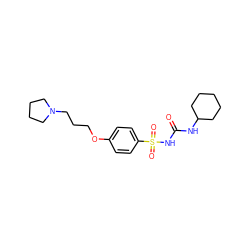 O=C(NC1CCCCC1)NS(=O)(=O)c1ccc(OCCCN2CCCC2)cc1 ZINC000084597201