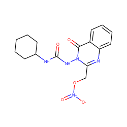 O=C(NC1CCCCC1)Nn1c(CO[N+](=O)[O-])nc2ccccc2c1=O ZINC000653751567