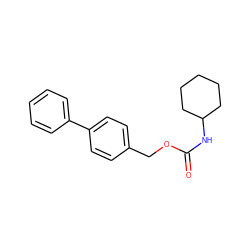 O=C(NC1CCCCC1)OCc1ccc(-c2ccccc2)cc1 ZINC000059895195