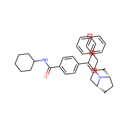 O=C(NC1CCCCC1)c1ccc(C(=C2C[C@@H]3CC[C@H](C2)N3CCc2ccccc2)c2ccccc2)cc1 ZINC000026255465