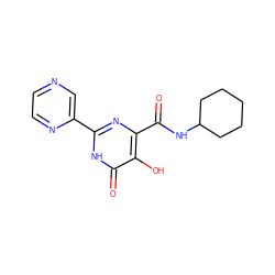 O=C(NC1CCCCC1)c1nc(-c2cnccn2)[nH]c(=O)c1O ZINC000084704499