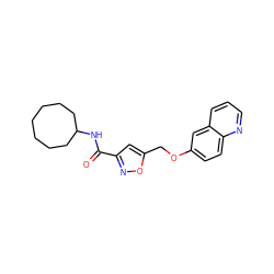 O=C(NC1CCCCCCC1)c1cc(COc2ccc3ncccc3c2)on1 ZINC000011934745