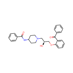 O=C(NC1CCN(C[C@H](O)COc2ccccc2C(=O)c2ccccc2)CC1)c1ccccc1 ZINC000473145167