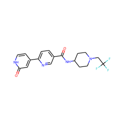 O=C(NC1CCN(CC(F)(F)F)CC1)c1ccc(-c2cc[nH]c(=O)c2)nc1 ZINC000299852427