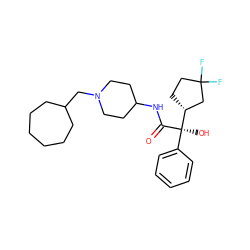 O=C(NC1CCN(CC2CCCCCC2)CC1)[C@](O)(c1ccccc1)[C@@H]1CCC(F)(F)C1 ZINC000013835846