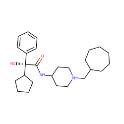 O=C(NC1CCN(CC2CCCCCC2)CC1)[C@](O)(c1ccccc1)C1CCCC1 ZINC000013835835