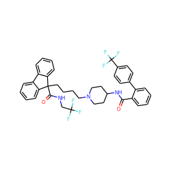 O=C(NC1CCN(CCCCC2(C(=O)NCC(F)(F)F)c3ccccc3-c3ccccc32)CC1)c1ccccc1-c1ccc(C(F)(F)F)cc1 ZINC000027990463