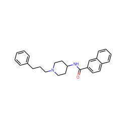 O=C(NC1CCN(CCCc2ccccc2)CC1)c1ccc2ccccc2c1 ZINC000028707269