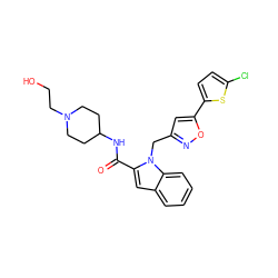 O=C(NC1CCN(CCO)CC1)c1cc2ccccc2n1Cc1cc(-c2ccc(Cl)s2)on1 ZINC000014959654