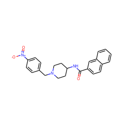 O=C(NC1CCN(Cc2ccc([N+](=O)[O-])cc2)CC1)c1ccc2ccccc2c1 ZINC000028821384