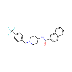 O=C(NC1CCN(Cc2ccc(C(F)(F)F)cc2)CC1)c1ccc2ccccc2c1 ZINC000028821382