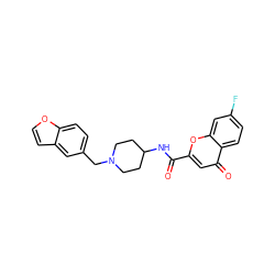 O=C(NC1CCN(Cc2ccc3occc3c2)CC1)c1cc(=O)c2ccc(F)cc2o1 ZINC000034636308