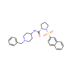 O=C(NC1CCN(Cc2ccccc2)CC1)[C@@H]1CCCN1S(=O)(=O)c1ccc2ccccc2c1 ZINC000028895199