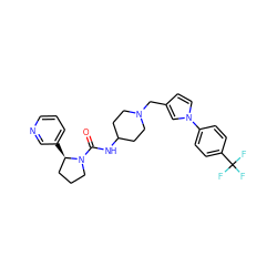 O=C(NC1CCN(Cc2ccn(-c3ccc(C(F)(F)F)cc3)c2)CC1)N1CCC[C@H]1c1cccnc1 ZINC000043069913