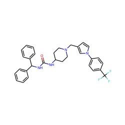 O=C(NC1CCN(Cc2ccn(-c3ccc(C(F)(F)F)cc3)c2)CC1)NC(c1ccccc1)c1ccccc1 ZINC000043023593