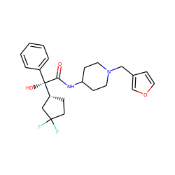 O=C(NC1CCN(Cc2ccoc2)CC1)[C@](O)(c1ccccc1)[C@@H]1CCC(F)(F)C1 ZINC000013835844