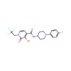 O=C(NC1CCN(c2ccc(F)cc2)CC1)c1ccn(CC(F)(F)F)c(=O)c1O ZINC000205149595