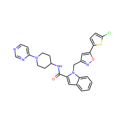 O=C(NC1CCN(c2ccncn2)CC1)c1cc2ccccc2n1Cc1cc(-c2ccc(Cl)s2)on1 ZINC000014959706