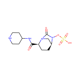 O=C(NC1CCNCC1)[C@@H]1CC[C@H]2CN1C(=O)N2OS(=O)(=O)O ZINC000079016957