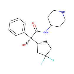 O=C(NC1CCNCC1)[C@](O)(c1ccccc1)[C@@H]1CCC(F)(F)C1 ZINC000013534203