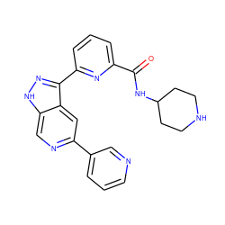 O=C(NC1CCNCC1)c1cccc(-c2n[nH]c3cnc(-c4cccnc4)cc23)n1 ZINC000205246119