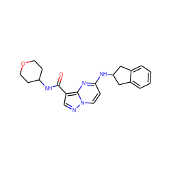 O=C(NC1CCOCC1)c1cnn2ccc(NC3Cc4ccccc4C3)nc12 ZINC000113747728