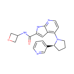 O=C(NC1COC1)c1cc2c(N3CCC[C@H]3c3cccnc3)ccnc2[nH]1 ZINC001772590438